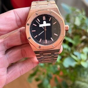 Rose Gold Tone Bracelet Watch with Black Dial automatic mechanical